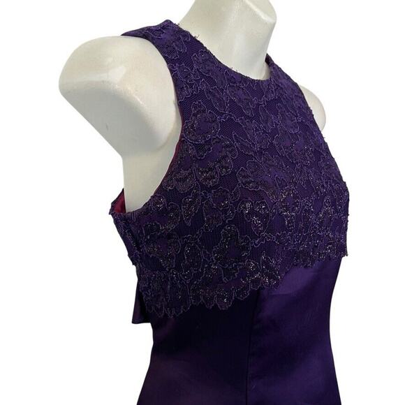 Roberta Dark Purple Womens Vintage Lace Satin Keyhole Formal Dress 90s Y2K 5/ 6 - Picture 3 of 16